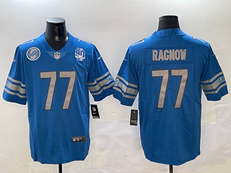 Men Detroit Lions #77 Ragnow Blue Second generation 2024 Nike Limited NFL Jersey style 4